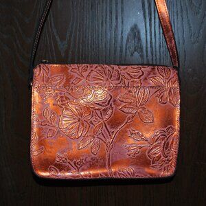 Patricia Nash Nazair Leather Crossbody Burnt Coral